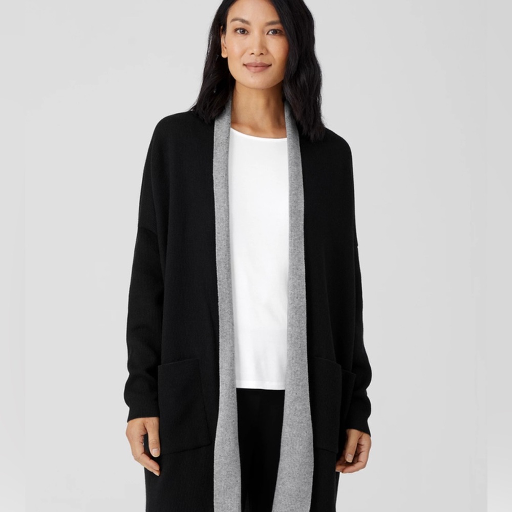 Eileen Fisher Peruvian Organic Cotton Blend Long‎ Cardigan SZ XXS